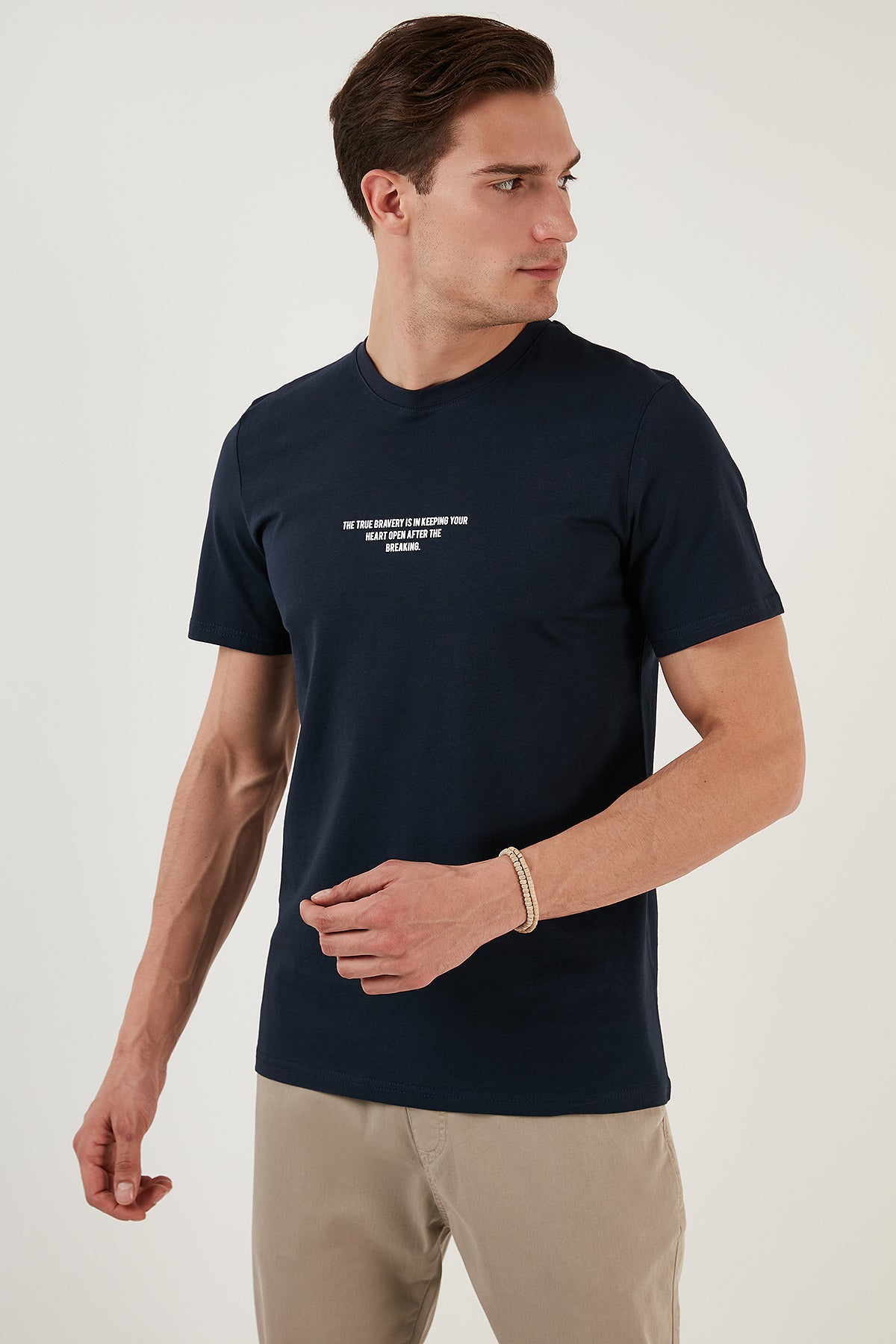 Buratti 100% Cotton Regular Fit Crew Neck Men&#39;s T Shirt - Mink
