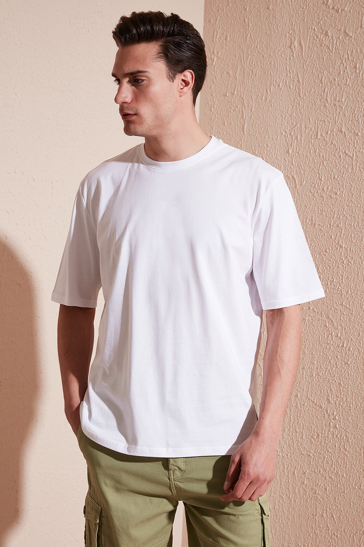 Buratti 100% Cotton Back Printed Oversized Crew Neck Men's T Shirt - MINK