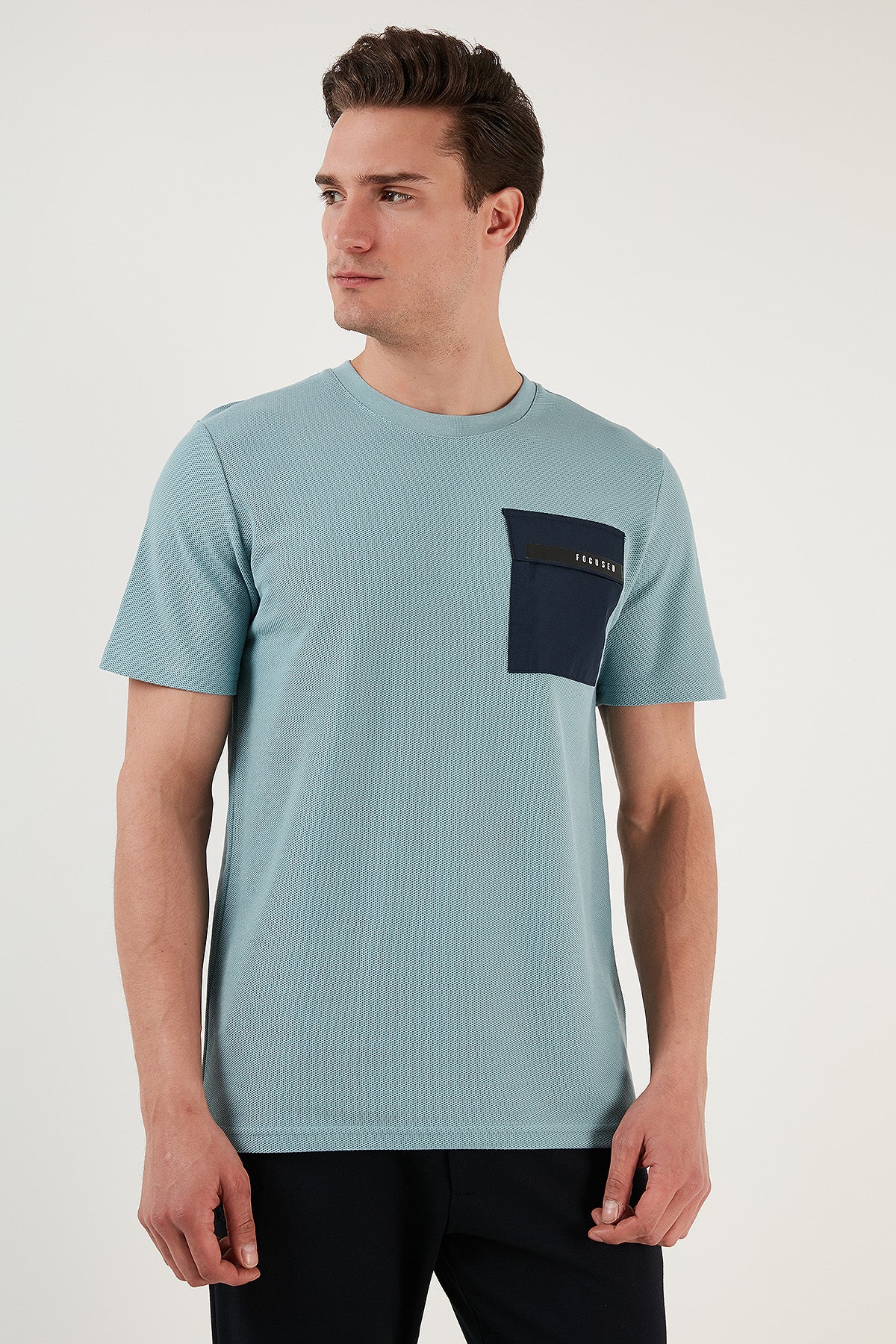 Buratti Printed Slim Fit Crew Neck Cotton Men&#39;s T Shirt - BLUE