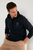 Buratti Men's Slim Fit Printed Hoodie Kangaroo Pocket Cotton Sweatshirt - DARK GRAY
