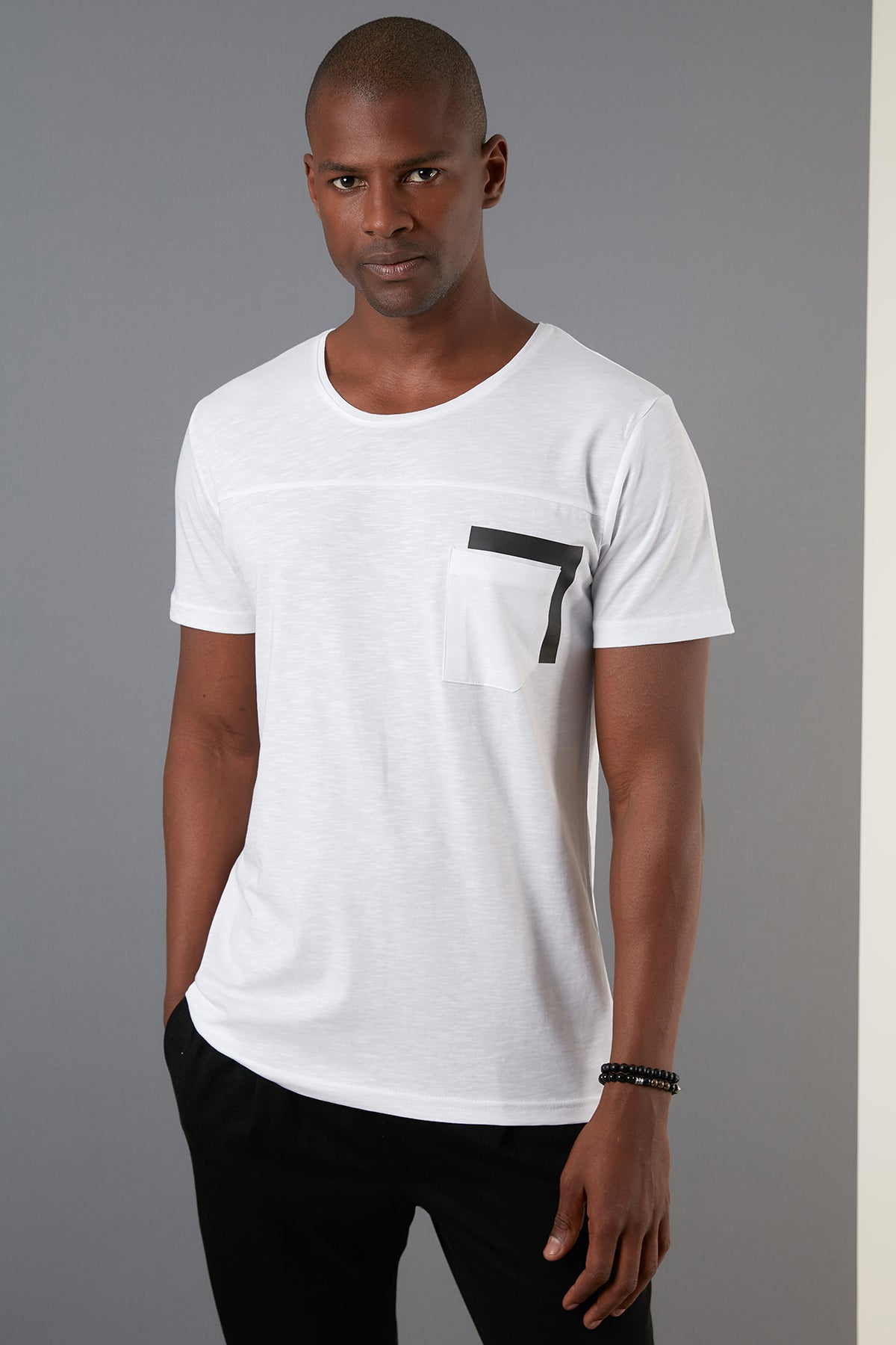 Buratti Cotton Crew Neck Regular Fit Men&#39;s T Shirt with Pocket - WHITE