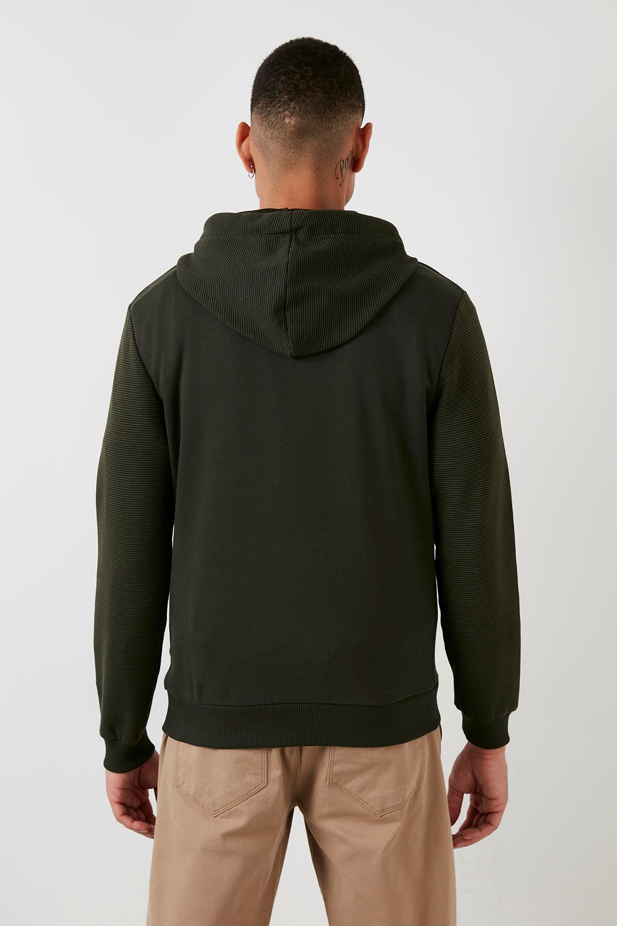 Buratti Cotton Hooded Kangaroo Pocket Slim Fit Men&#39;s Sweatshirt - BLACK