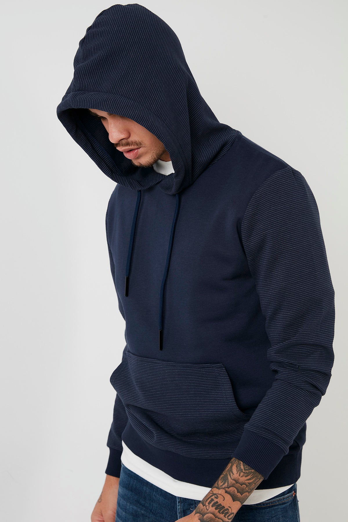 Buratti Cotton Hooded Kangaroo Pocket Slim Fit Men&#39;s Sweatshirt - ANTHRACITE