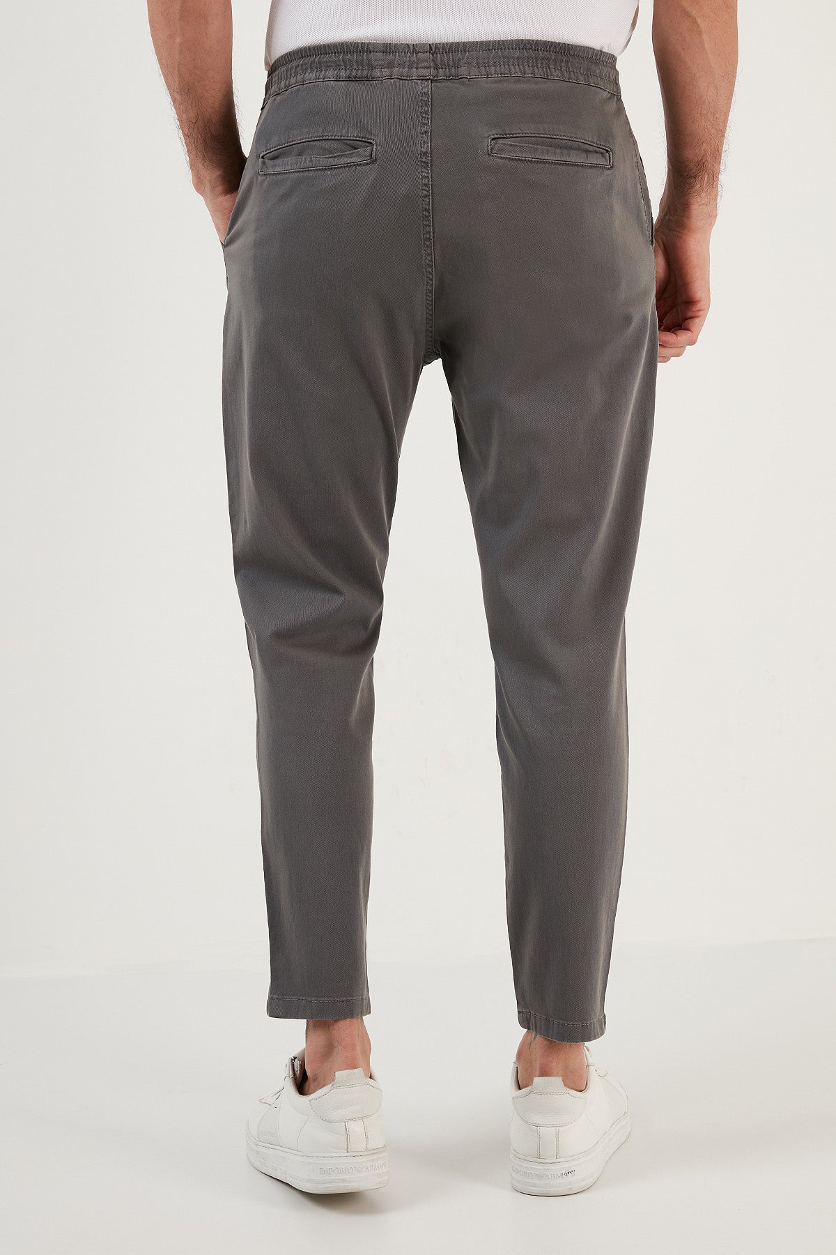 Buratti Cotton Normal Waist Comfortable Cut Straight Leg Men's Trousers - GRAY