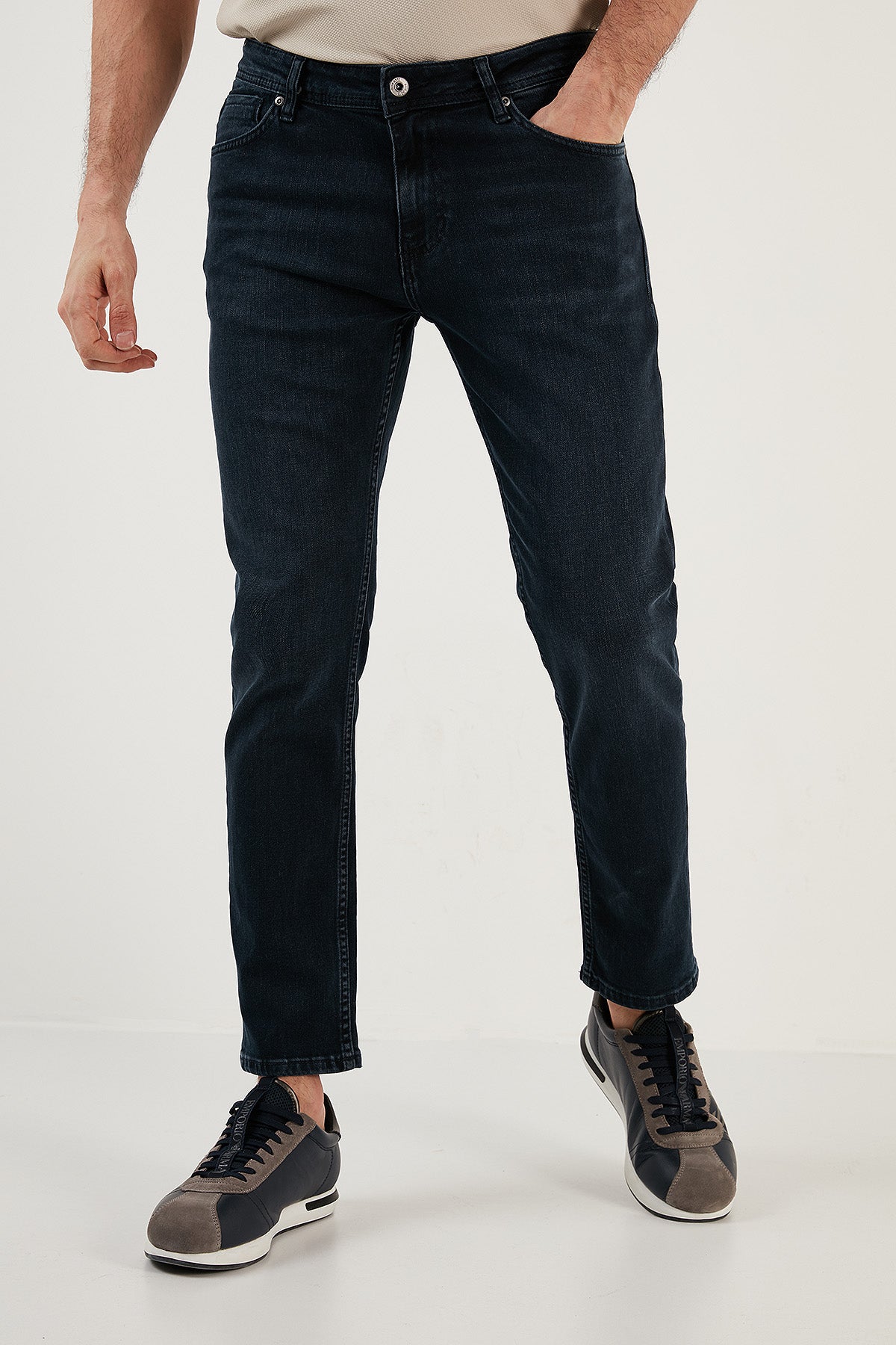 Buratti Cotton Normal Waist Regular Fit Piggy Leg Jeans Men's Denim Trousers