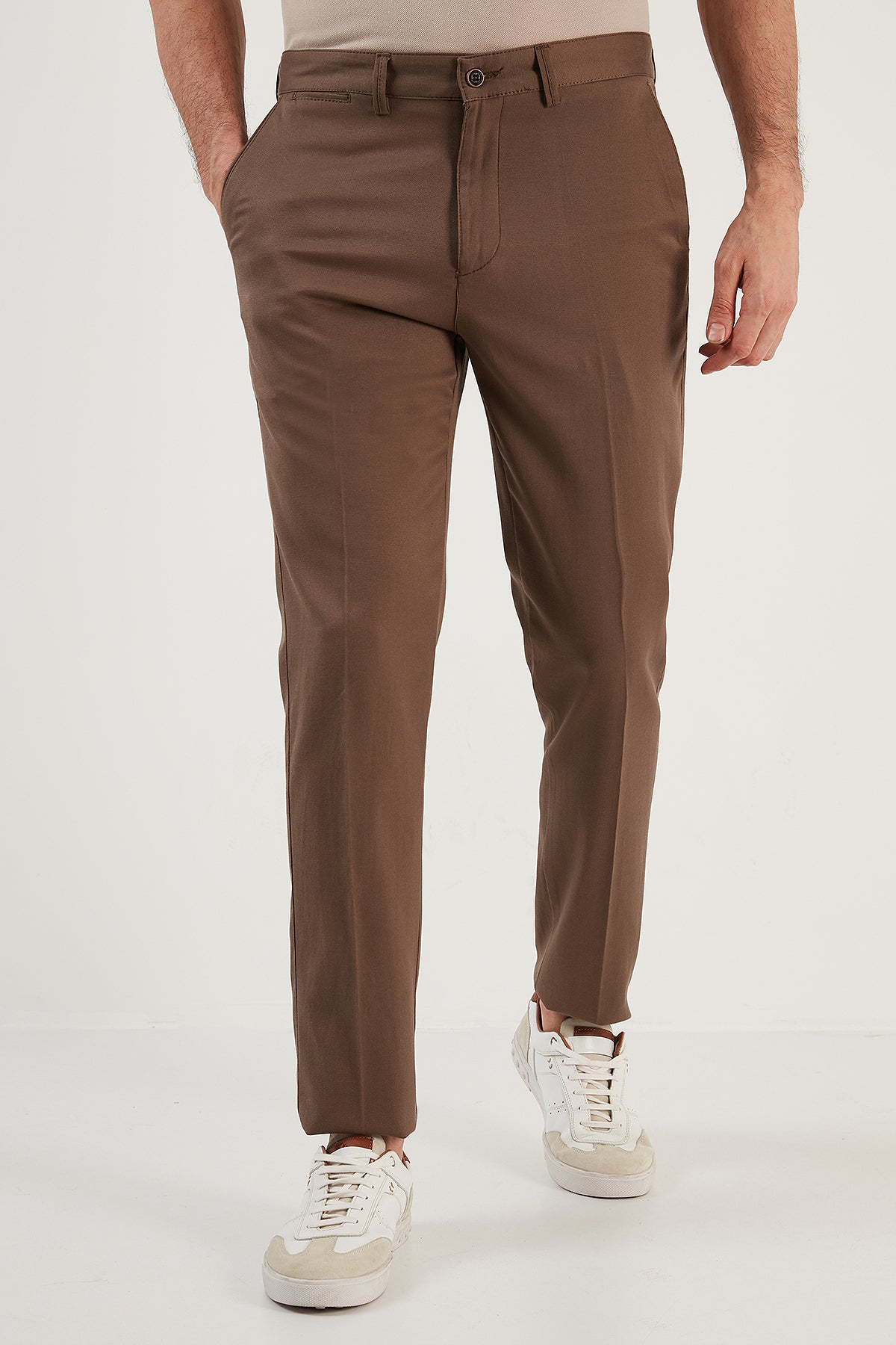 Buratti Cotton Normal Waist Regular Fit Straight Leg Men's Trousers - GRAY