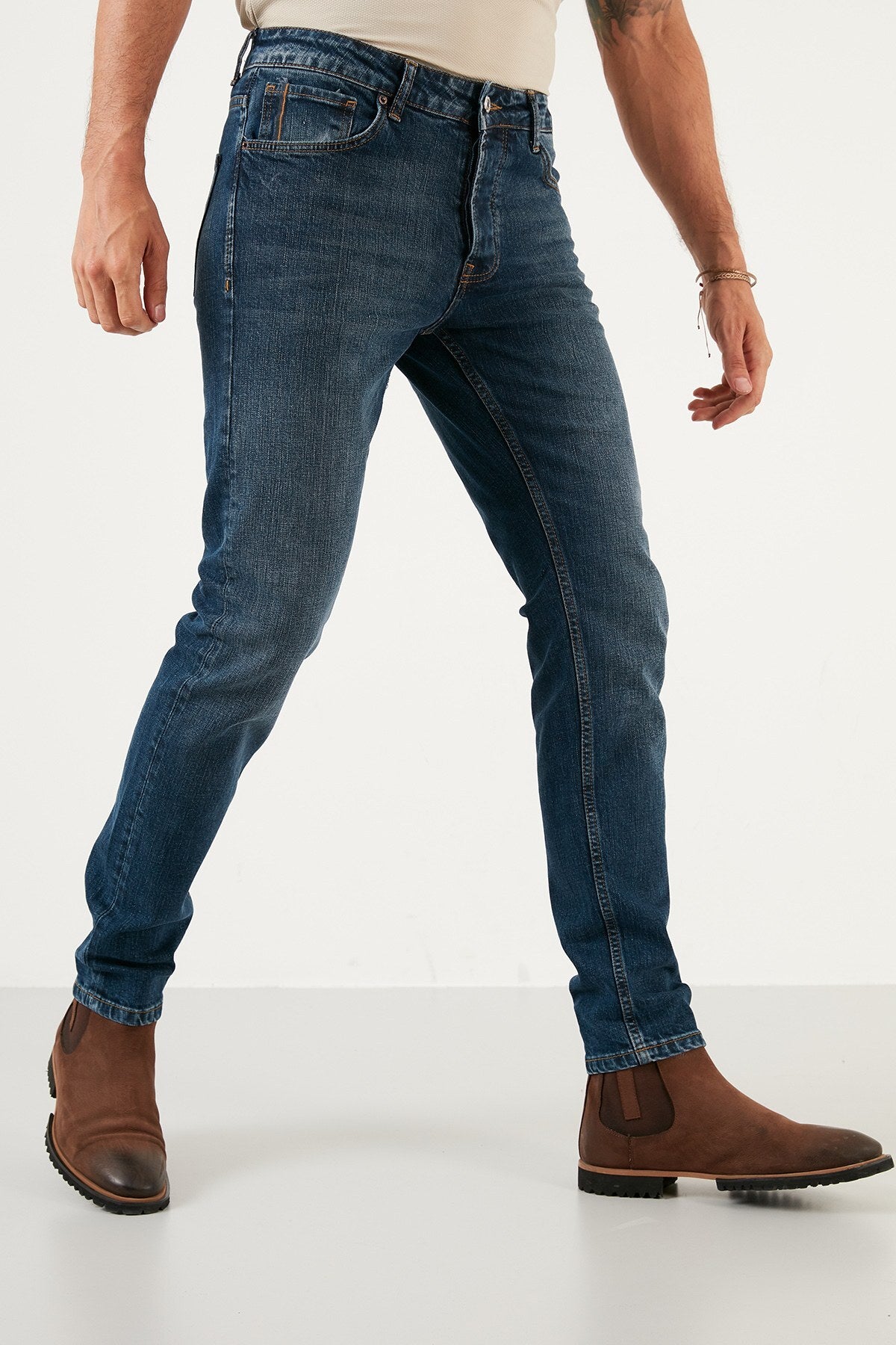 Buratti Cotton Normal Waist Slim Fit Slim Fit Jeans Men Denim Trousers