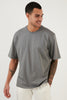 Buratti Cotton Oversized Crew Neck Basic Men's T Shirt - LIGHT GRAY