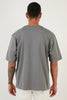 Buratti Cotton Oversized Crew Neck Basic Men's T Shirt - LIGHT GRAY