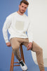 Buratti Men's Cotton Oversize Fluffy Soft Raised Men's Sweatshirt - EKRU