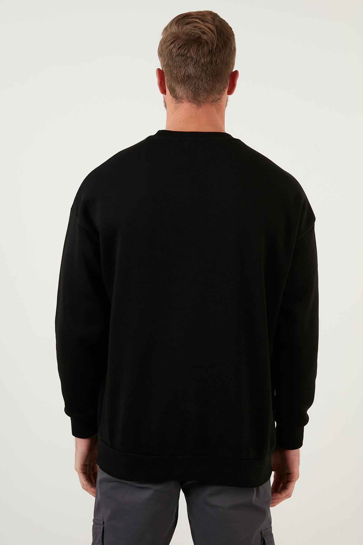 Buratti Men&#39;s Cotton Oversize Fluffy Soft Raised Sweatshirt - BLACK