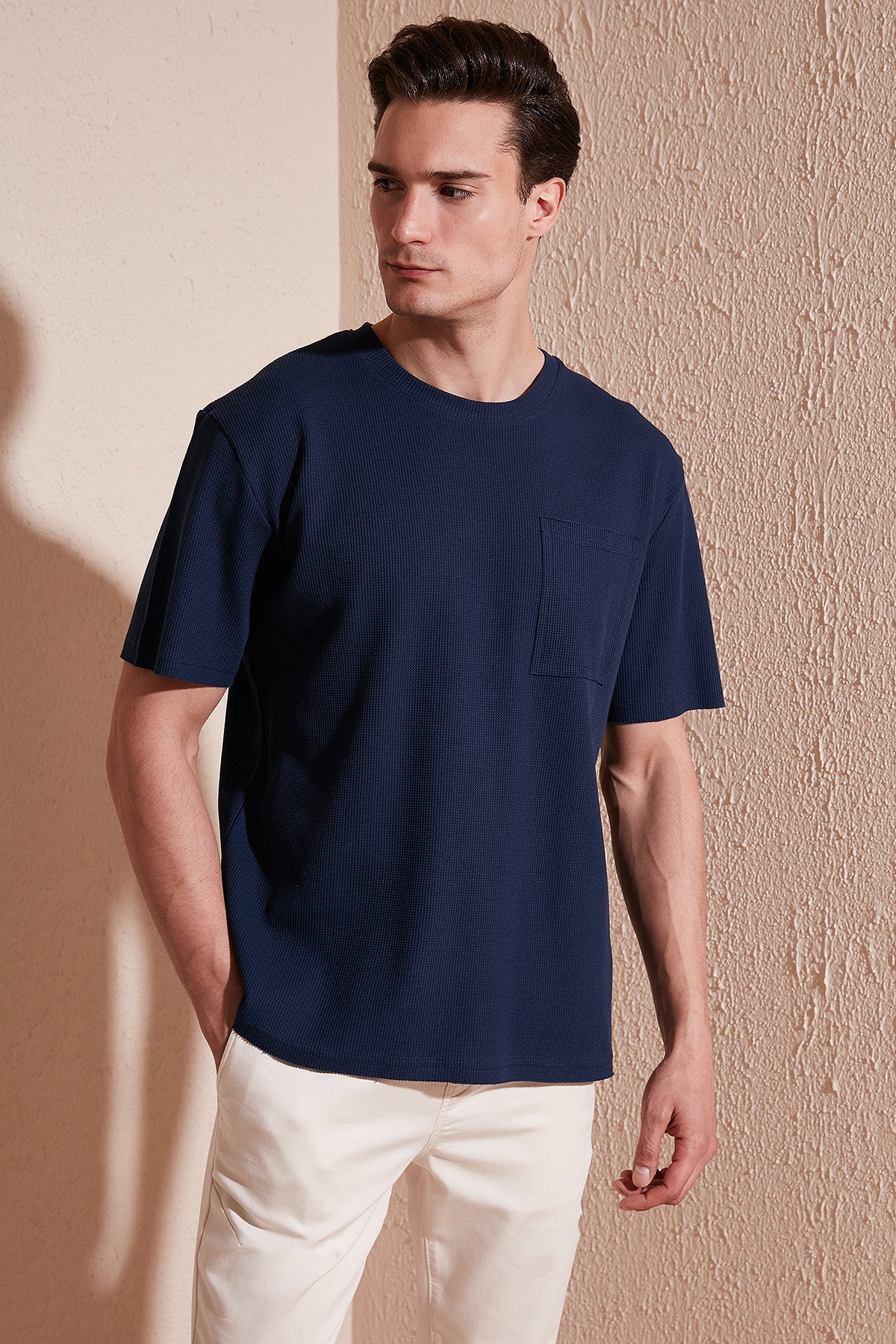 Buratti Cotton Comfy Cut Single Pocket Crew Neck Men's T Shirt - STONE