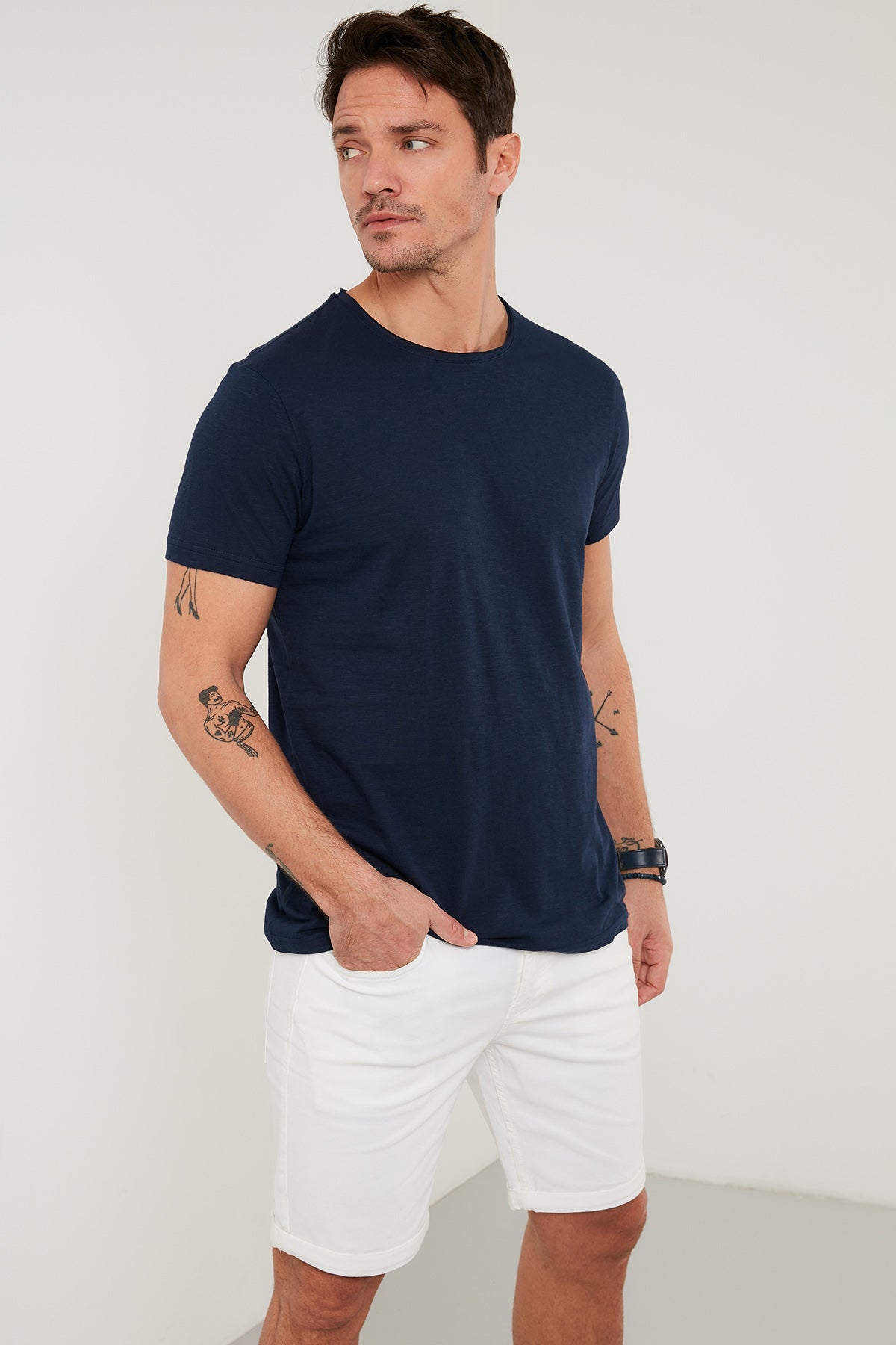 Buratti Crew Neck 100% Cotton Slim Fit Basic Men&#39;s T Shirt - EMERALD