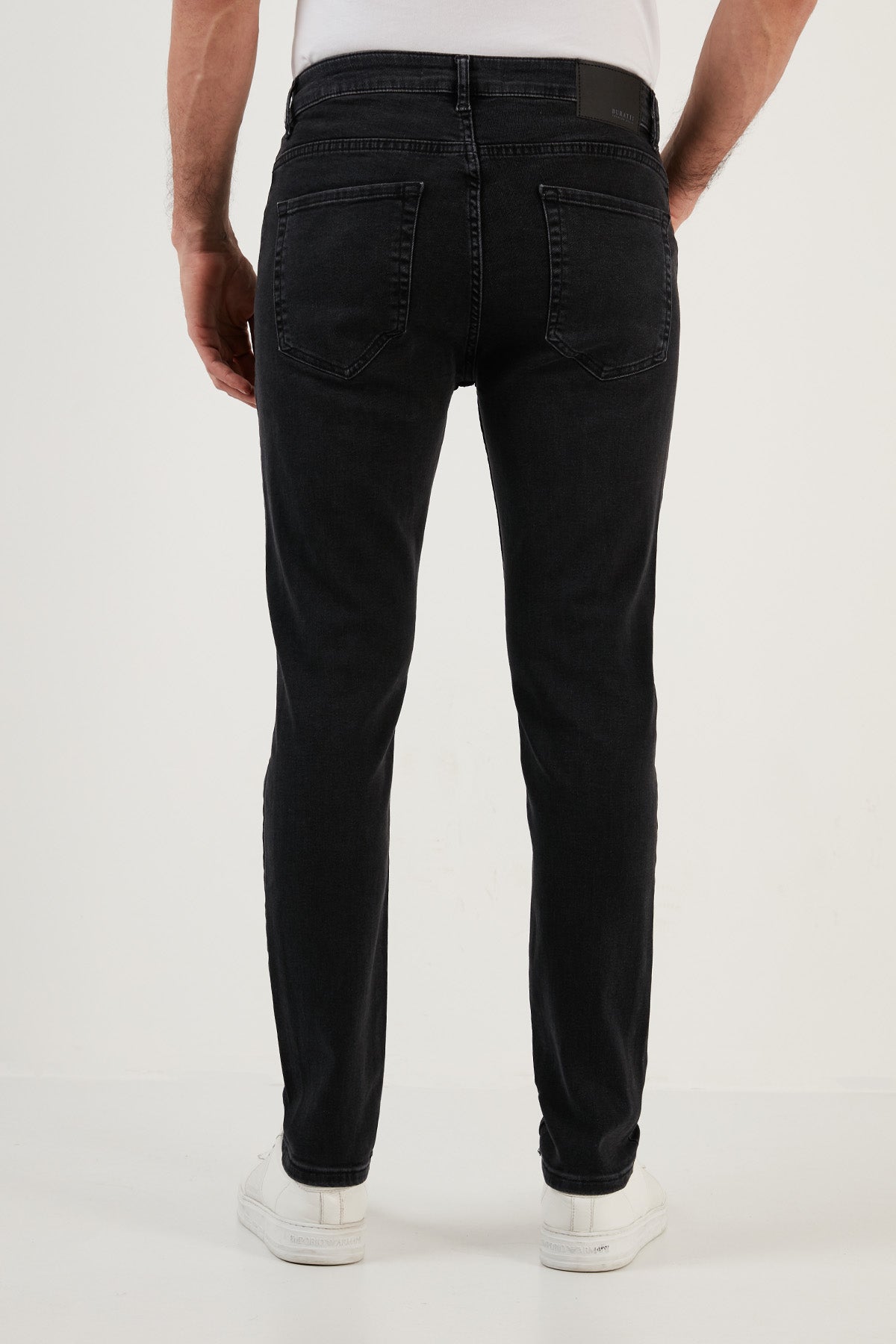 Buratti Cotton High Waist Slim Fit Slim Fit Jeans Men Denim Trousers - BLACK