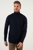 Buratti Regular Fit Turtleneck Cotton Knitwear Men's Sweater - Navy Blue