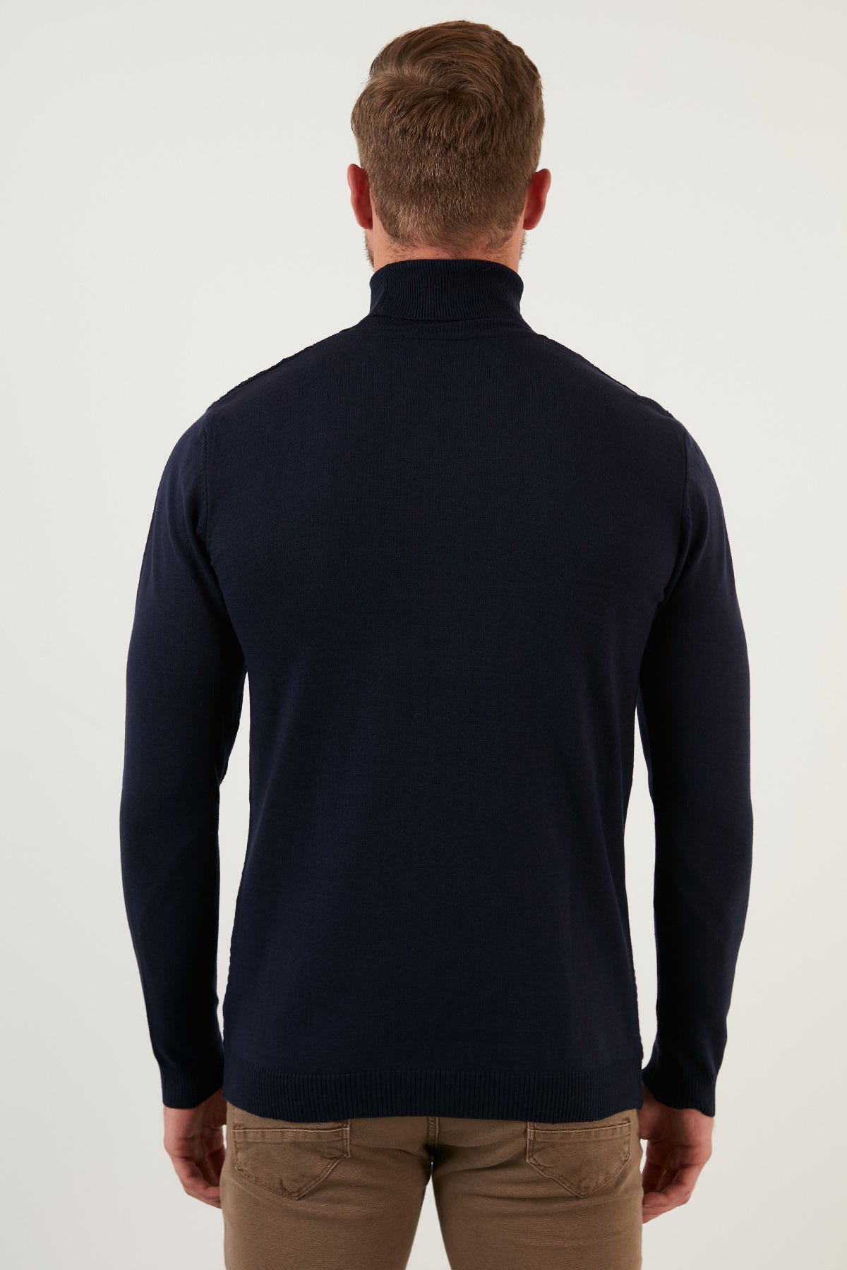 Buratti Regular Fit Turtleneck Cotton Knitwear Men&#39;s Sweater - Navy Blue