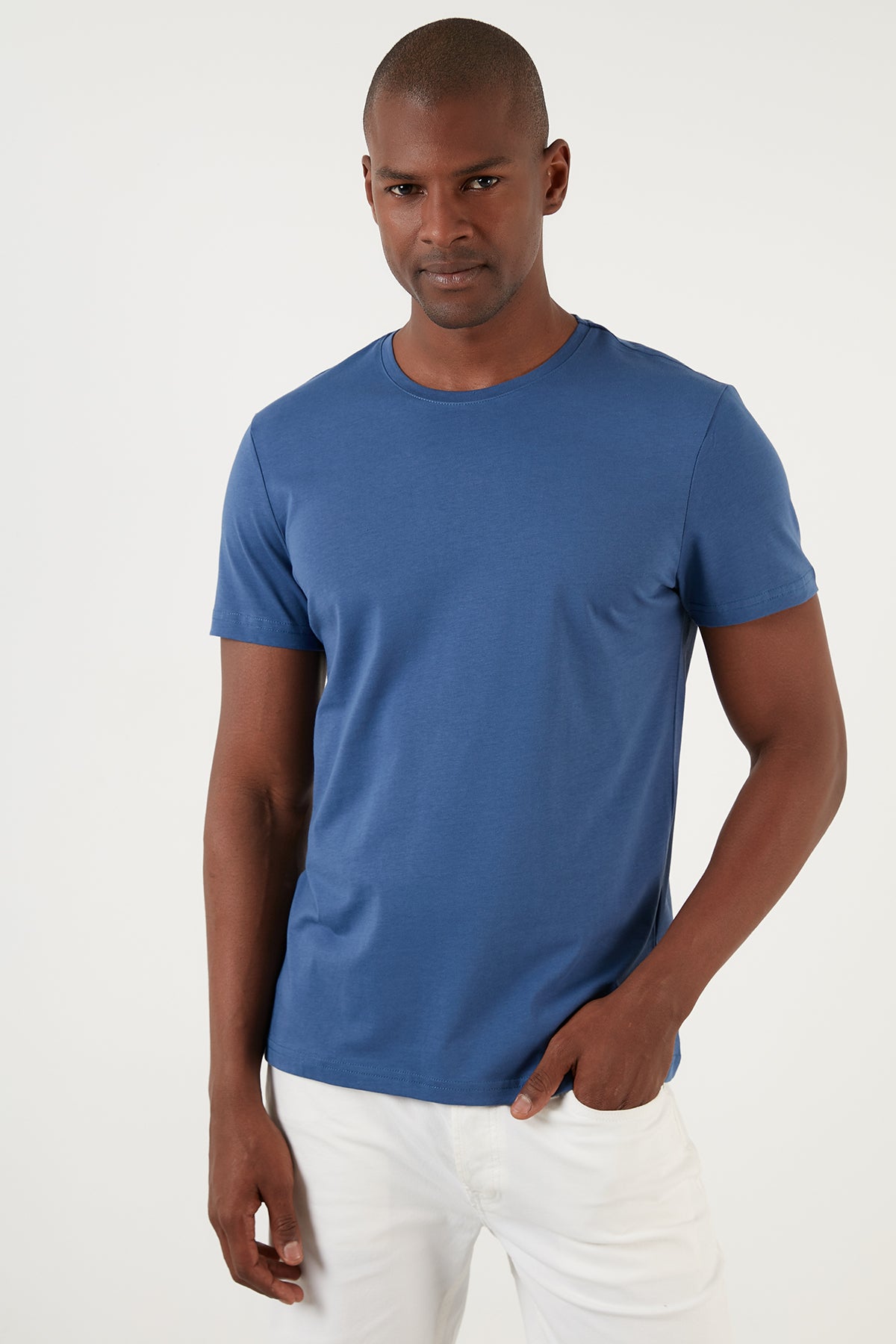 Buratti Regular Fit Crew Neck 100% Cotton Basic Men's T Shirt - WHITE