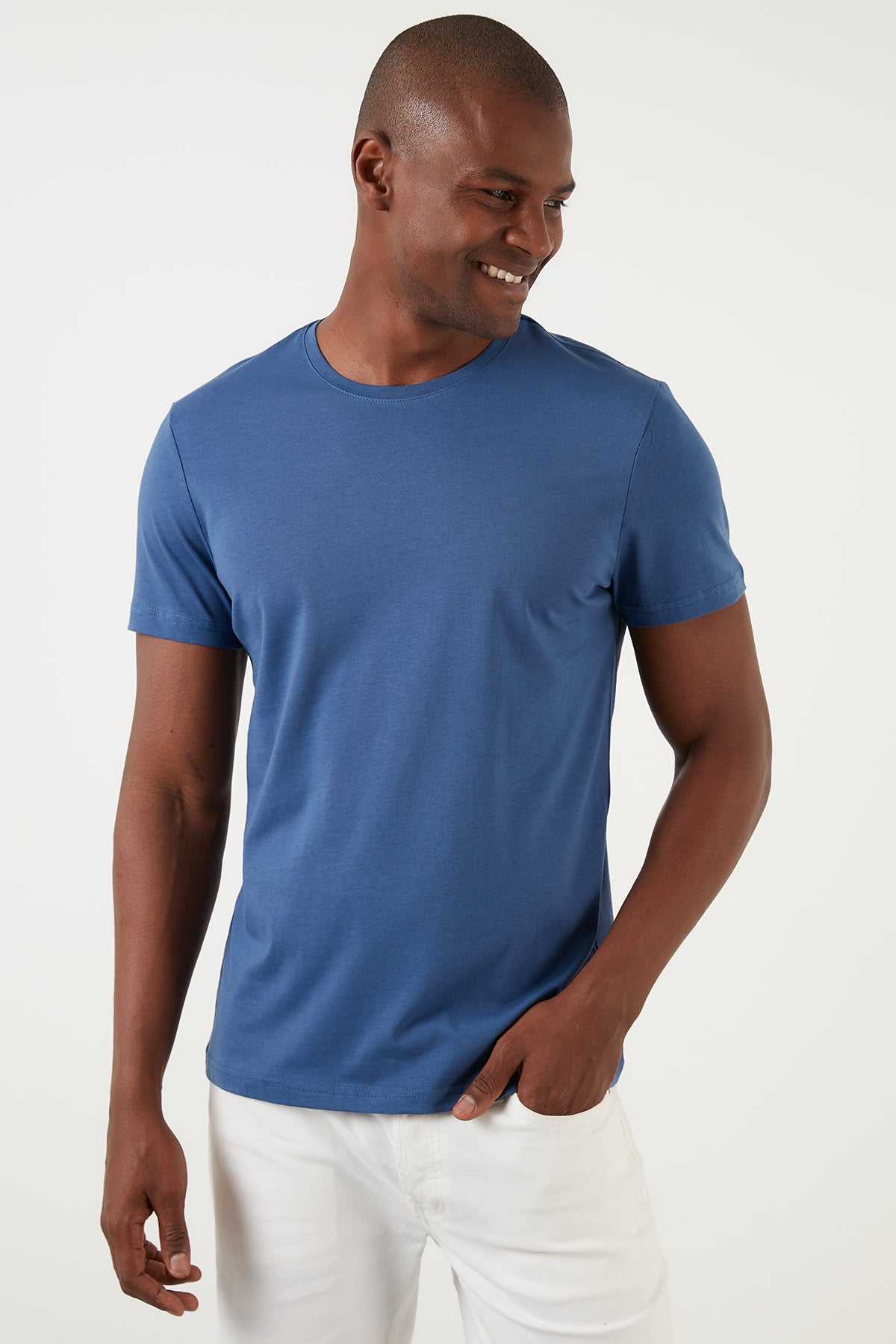 Buratti Regular Fit Crew Neck 100% Cotton Basic Men's T Shirt - WHITE