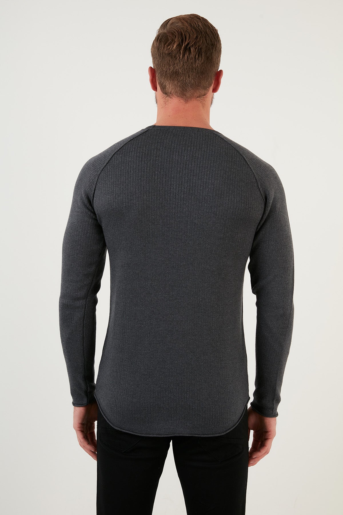 Buratti Regular Fit Crew Neck Cotton Men's Sweater - BLACK