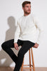 Buratti Regular Fit Crew Neck Wool Blended Winter Men's Sweater - EKRU