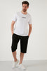 Buratti Regular Fit Elastic Waistband Pocket Cotton Men's Capri - BLACK
