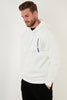 Buratti Regular Fit Men's Sweatshirt with Hooded Cotton Fleece Inside, Soft Rack - ECRU