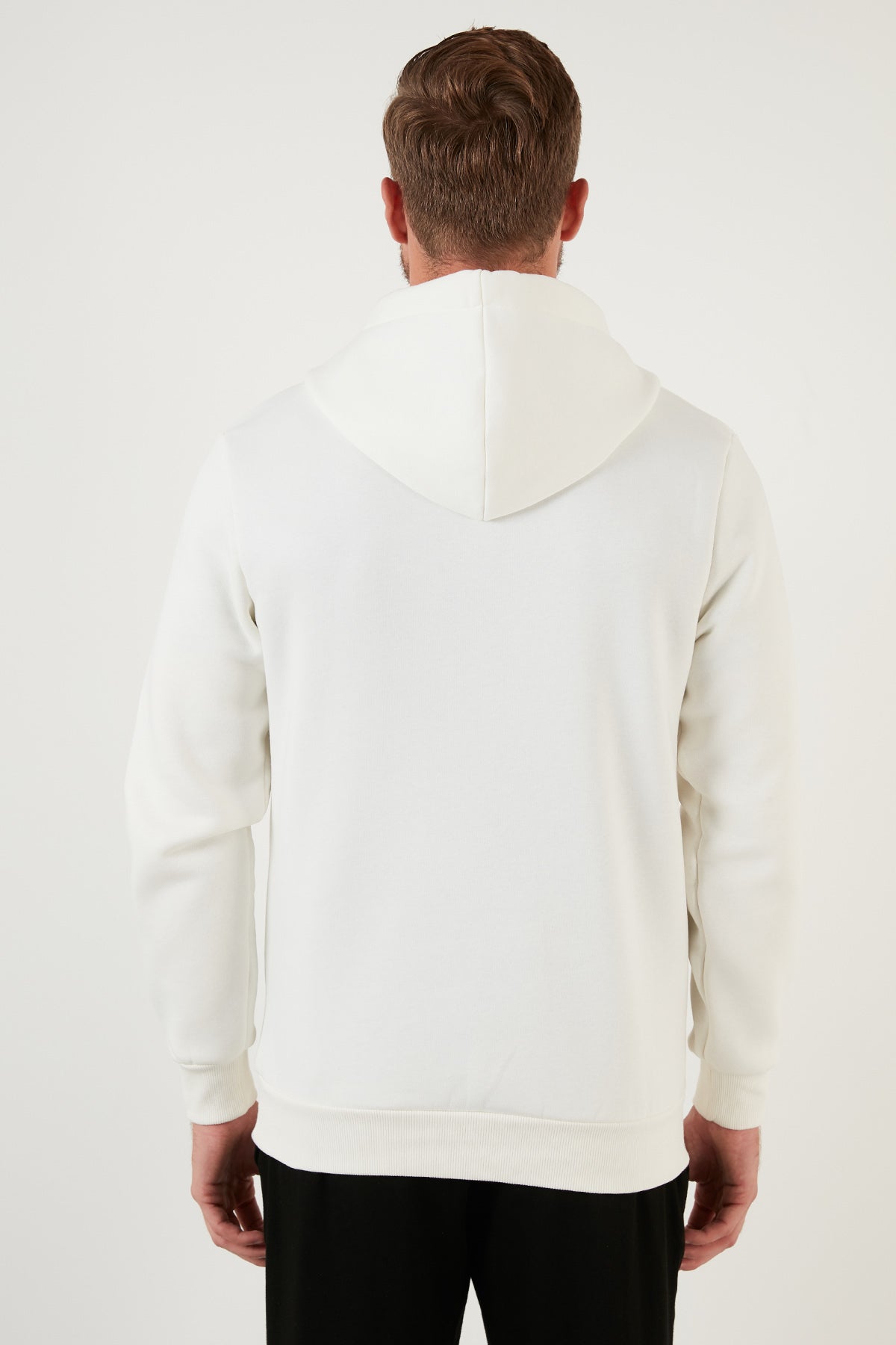 Buratti Regular Fit Men&#39;s Sweatshirt with Hooded Cotton Fleece Inside, Soft Rack - ECRU