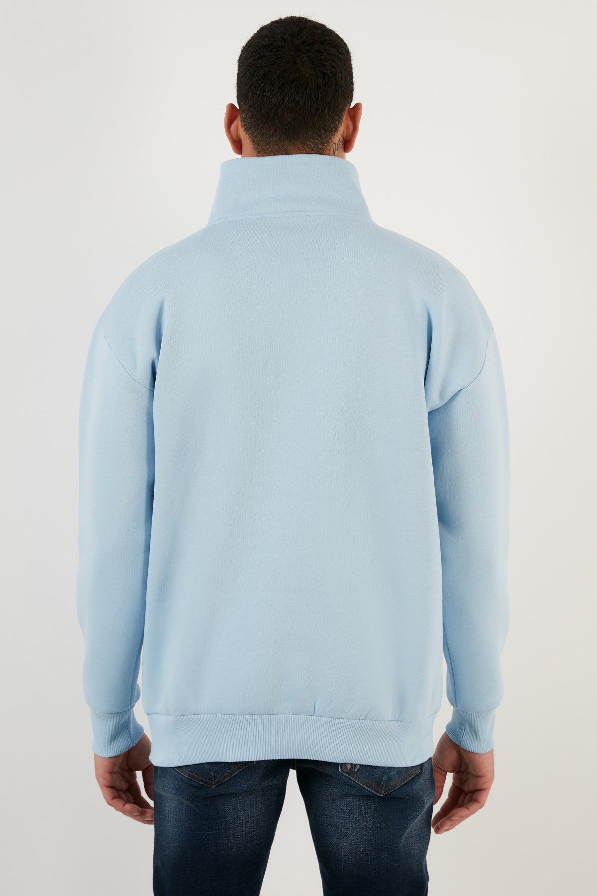 Buratti Regular Fit Cotton Pile Soft Raised Winter Men's Sweatshirt - Ash