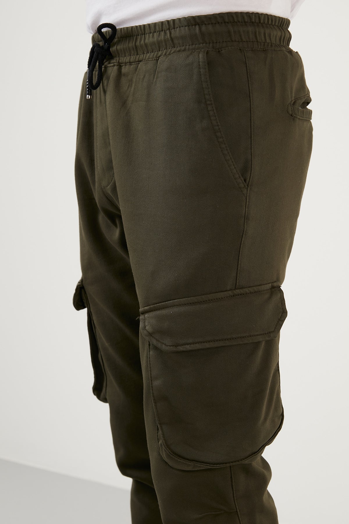Buratti Relaxed Fit Cotton Pocket Cargo Men's Trousers - KHAKI