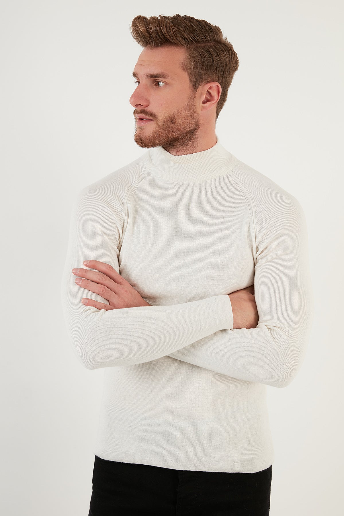 Buratti Slim Fit Turtleneck Cotton Knitwear Men's Sweater - MAROON