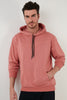 Buratti Slim Fit Printed Hoodie Kangaroo Pocket Men's Cotton Sweatshirt - ROSE