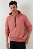 Buratti Slim Fit Printed Hoodie Kangaroo Pocket Men's Cotton Sweatshirt - ROSE