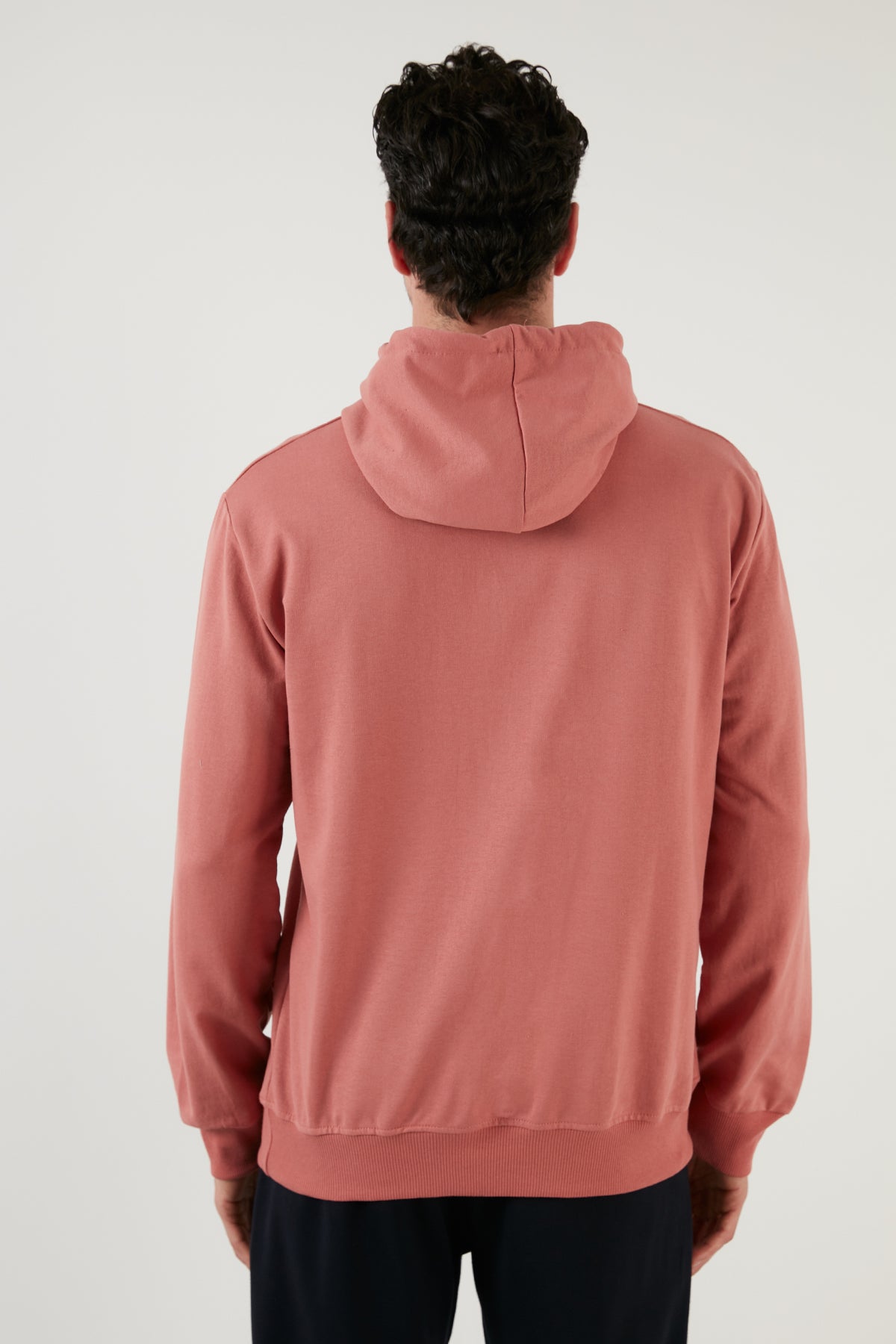 Buratti Slim Fit Printed Hoodie Kangaroo Pocket Men&#39;s Cotton Sweatshirt - ROSE