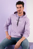 Buratti Slim Fit Printed Hoodie Kangaroo Pocket Men's Cotton Sweatshirt - LILA