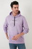 Buratti Slim Fit Printed Hoodie Kangaroo Pocket Men's Cotton Sweatshirt - LILA