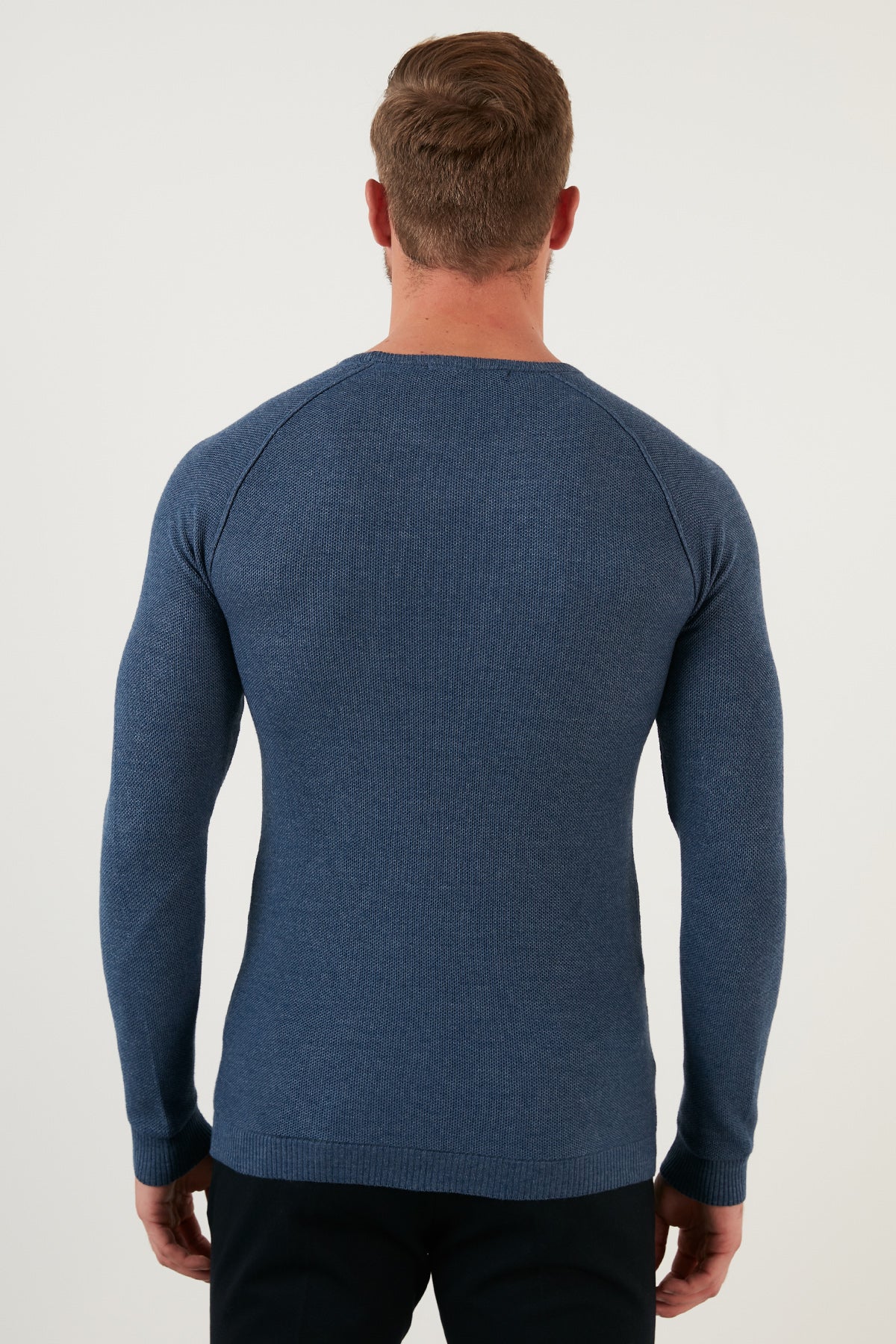 Buratti Slim Fit Crew Neck Cotton Knitwear Men's Sweater - ANTHRACITE