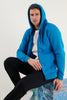 Buratti Slim Fit Hooded Zippered Fluffy Soft Raised Winter Men's Sweatshirt - Light BLUE