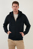 Buratti Slim Fit Hooded Zippered Fluffy Soft Raised Winter Men's Sweatshirt - EKRU