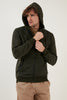 Buratti Slim Fit Hooded Zippered Fluffy Soft Raised Winter Men's Sweatshirt - MILK BROWN