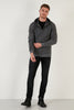 Buratti Slim Fit Cotton Hooded Collar Zippered Pocket Men's Sweat - BLACK