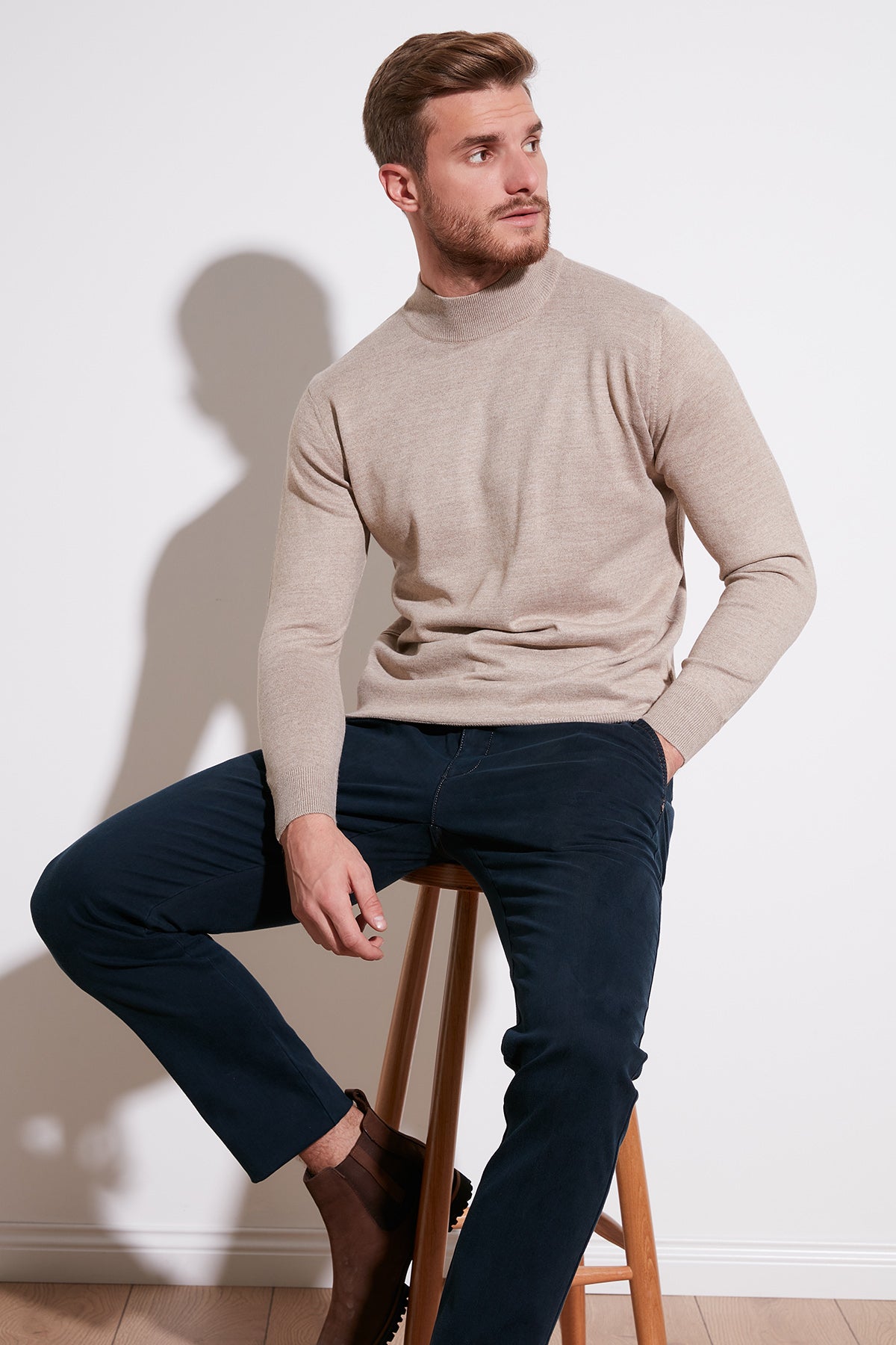 Buratti Wool Slim Fit Half Turtleneck Men's Sweater