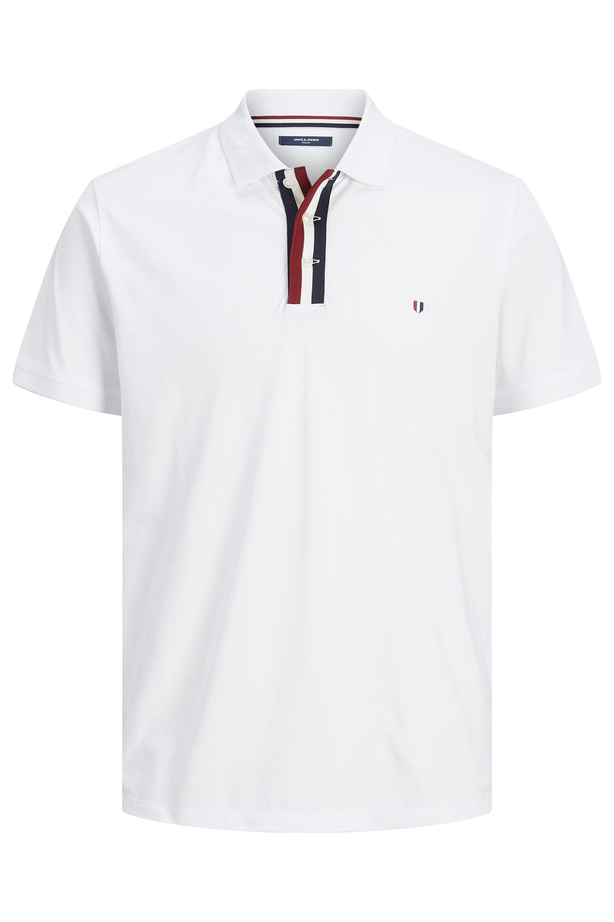 Jack & Jones Premium Cotton Regular Fit Buttoned Men's Polo T Shirt - WHITE