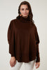 Lela Turtleneck Bat Sleeve Women Sweater - BLACK