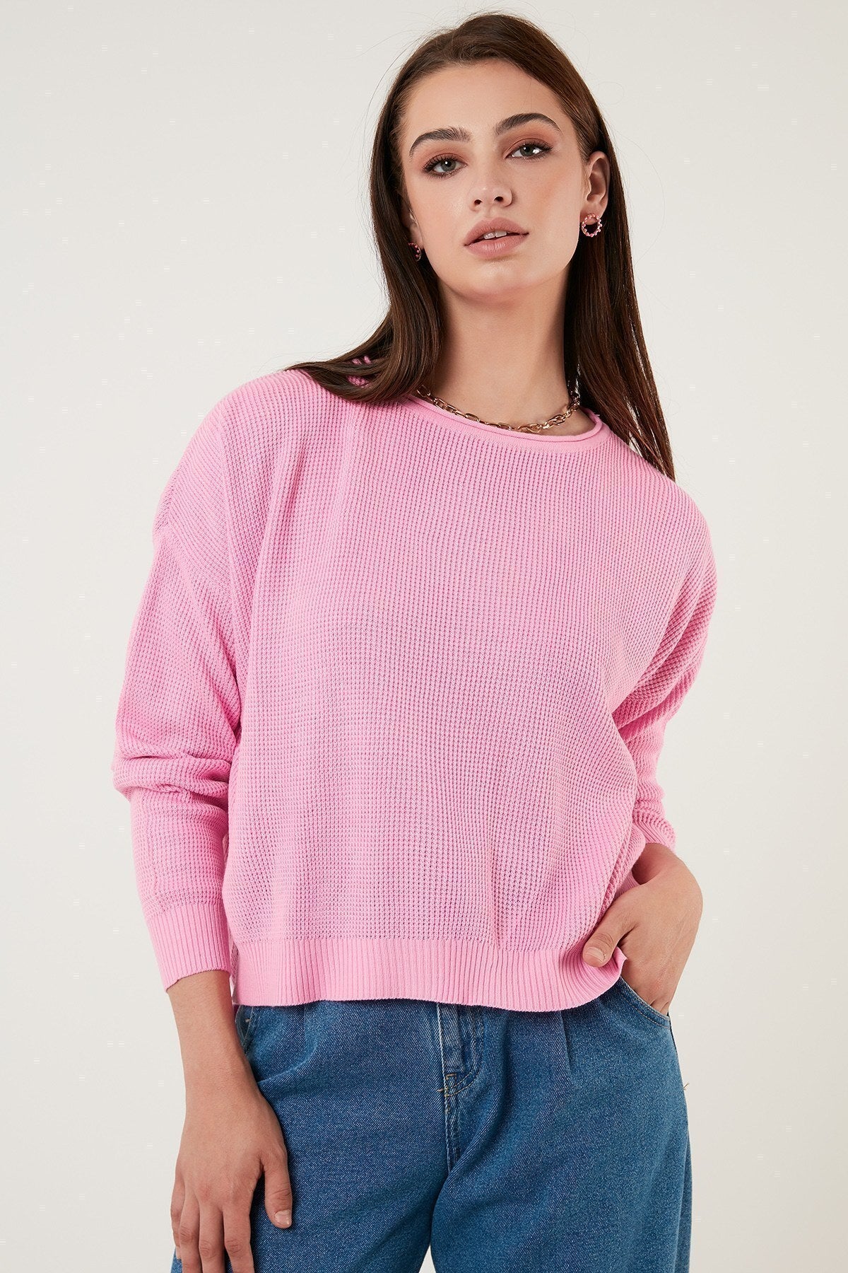 Lela Crew Neck 100% Soft Acrylic Women's Sweater - EKRU