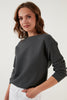 Lela Crew Neck Textured Women's Sweater - ANTHRACITE