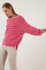 Lela Striped Beard Yarn Crew Neck Knitwear Women's Sweater - NAR