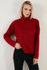 Lela Front Short Back Long Turtleneck Knitwear Women's Sweater - ORANGE