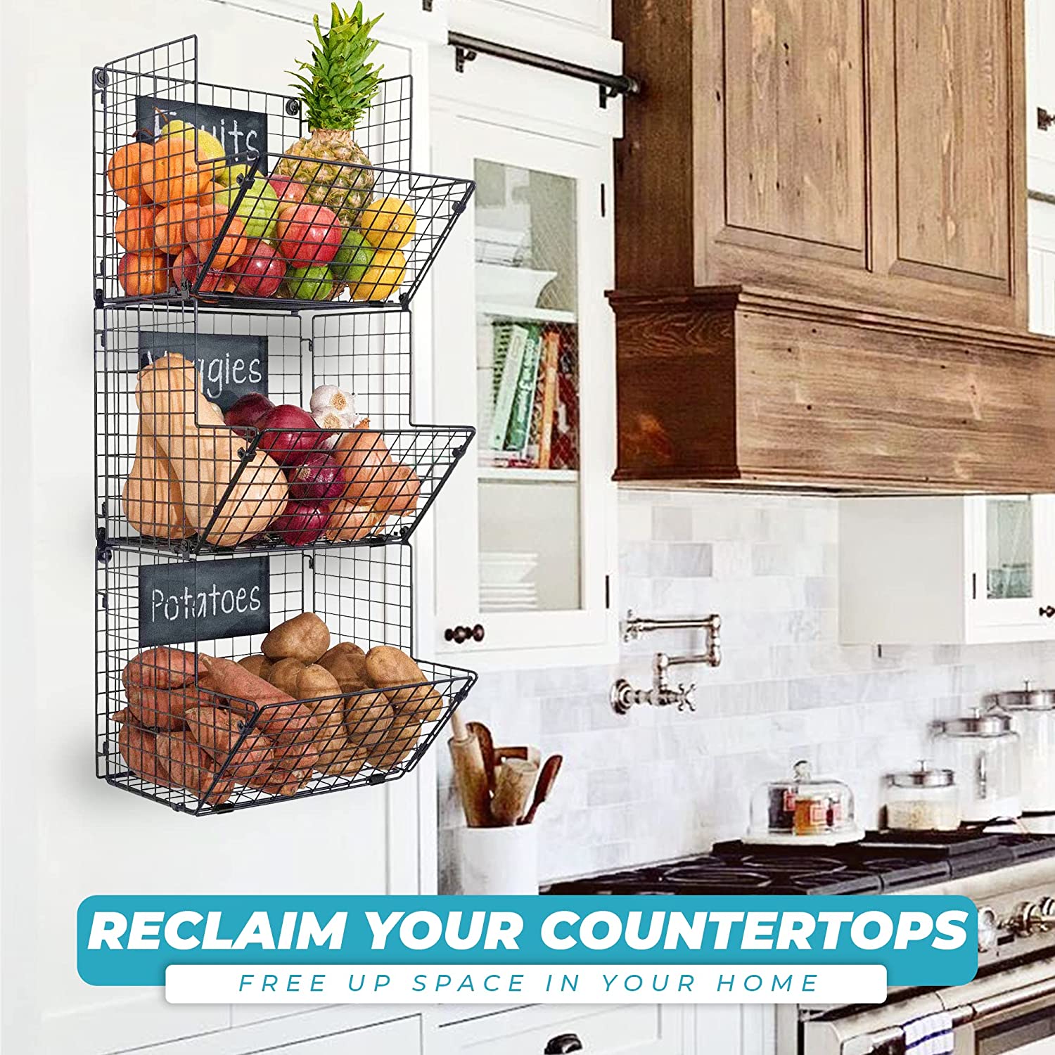 Wall Fruit Baskets for Kitchen by Saratoga Home